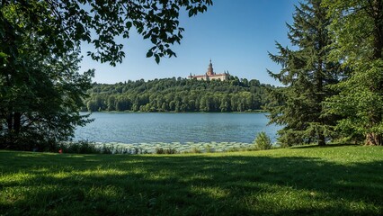 Obraz premium Ancient Citadel Overlooking the Lake