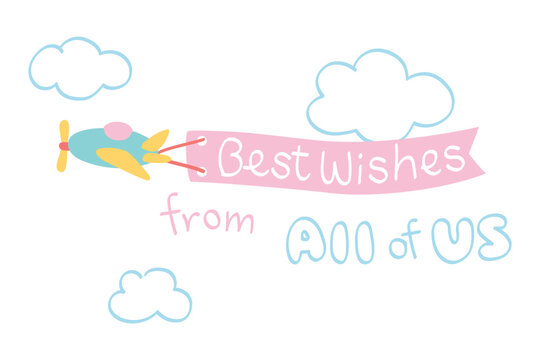 Farewell card on cloud background
