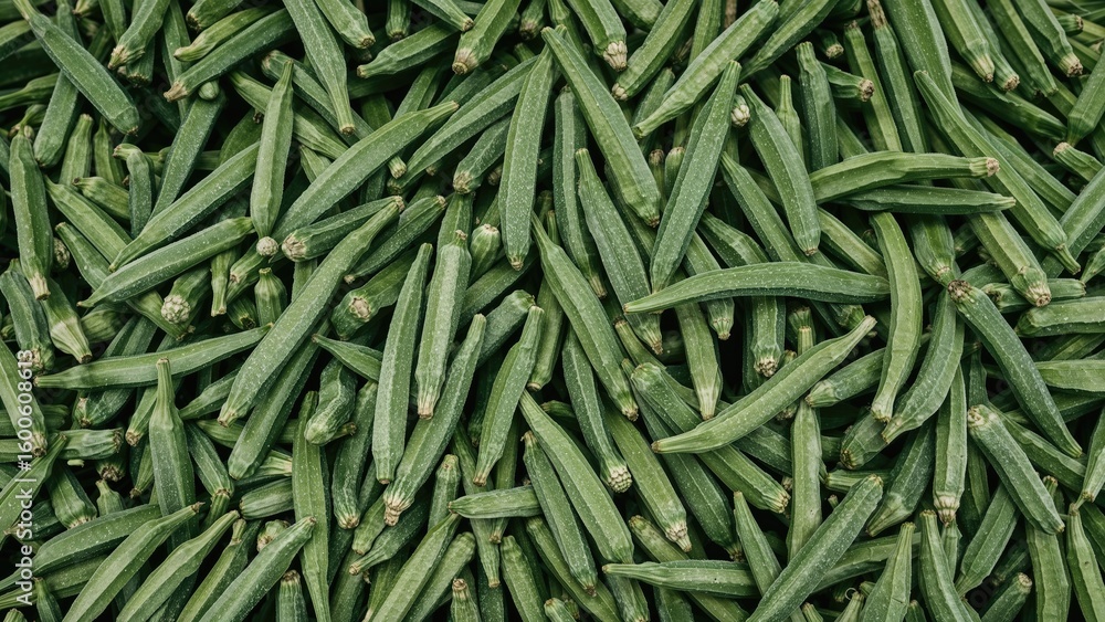 Poster diverse array of lush green okras in different measurements