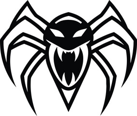 tarantula head logo with sharp fang details vector 