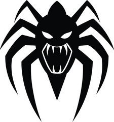 tarantula head logo with sharp fang details vector 