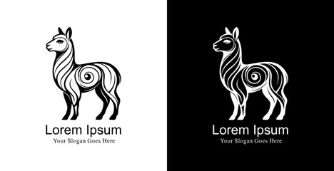 Elegant alpaca logo design with a unique spiral art touch