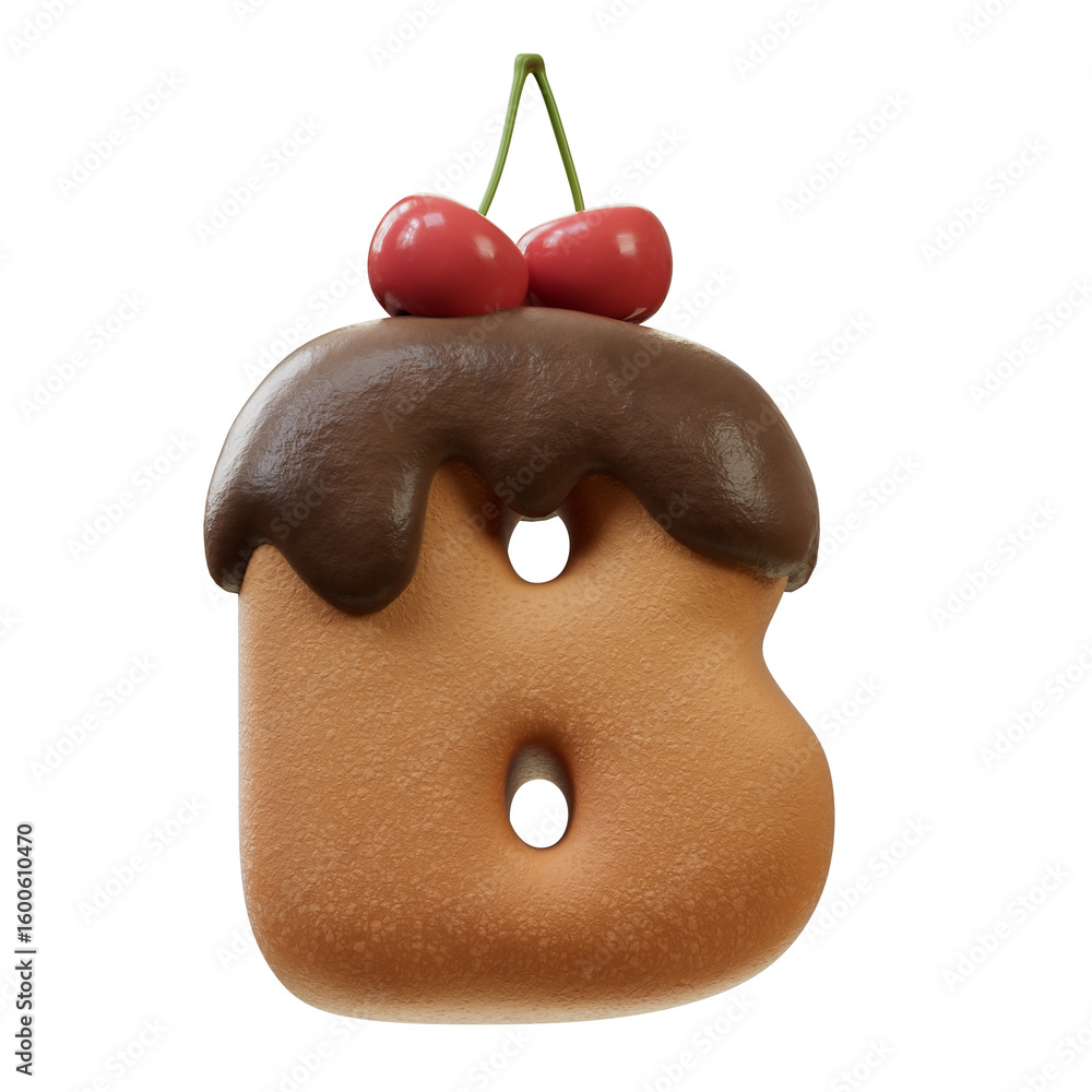 Fototapete 3d font.chocolate biscuit donut font concept. isometric alphabet. numbers and letters. 3d rendering 
