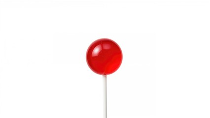 Vibrant red lollipop set on a white plain background.