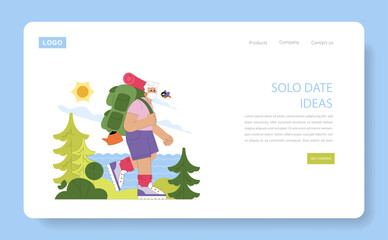 Elderly Man Hiking With Backpack Vector Illustration