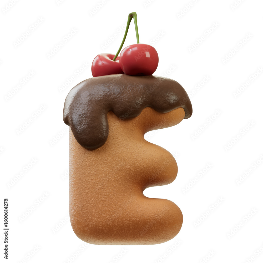 Fototapete 3d font.chocolate biscuit donut font concept. isometric alphabet. numbers and letters. 3d rendering 