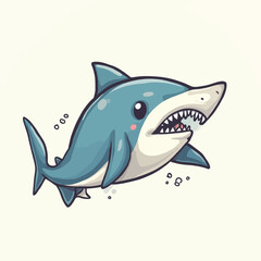 Fototapeta premium Cute Shark Cartoon Very Cool Design