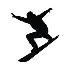 Fototapeta premium Silhouette of a snowboarder in a mid-air jump