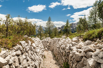 WWI Military Trenches in the Dolomites at Cinque Torri
