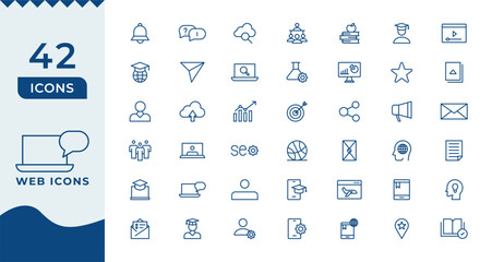 Web & App design icon set. ui ux line icon, user interface iconset collection. Trendy line icons. minimal thin line web icon set.