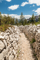 WWI Military Trenches in the Dolomites at Cinque Torri