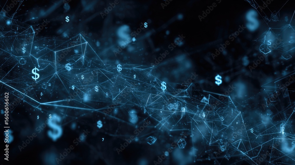 Poster technology abstract showing affiliate earnings and referrals connected in matrix lines on futuristic