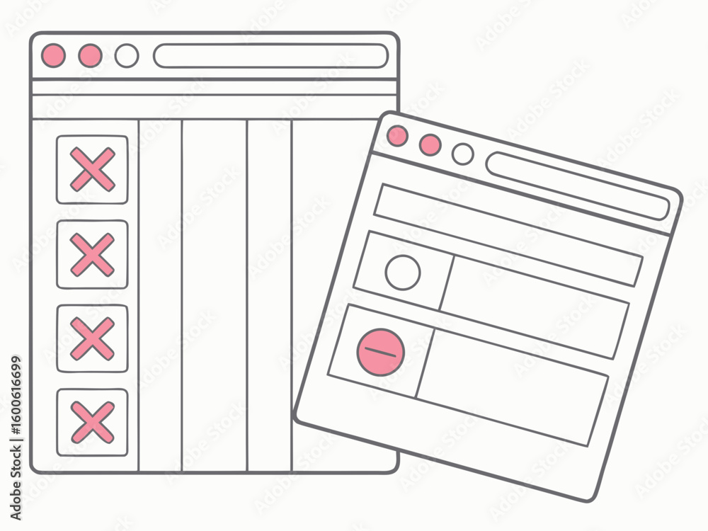 Aufkleber digital interface with rejected items and incomplete tasks