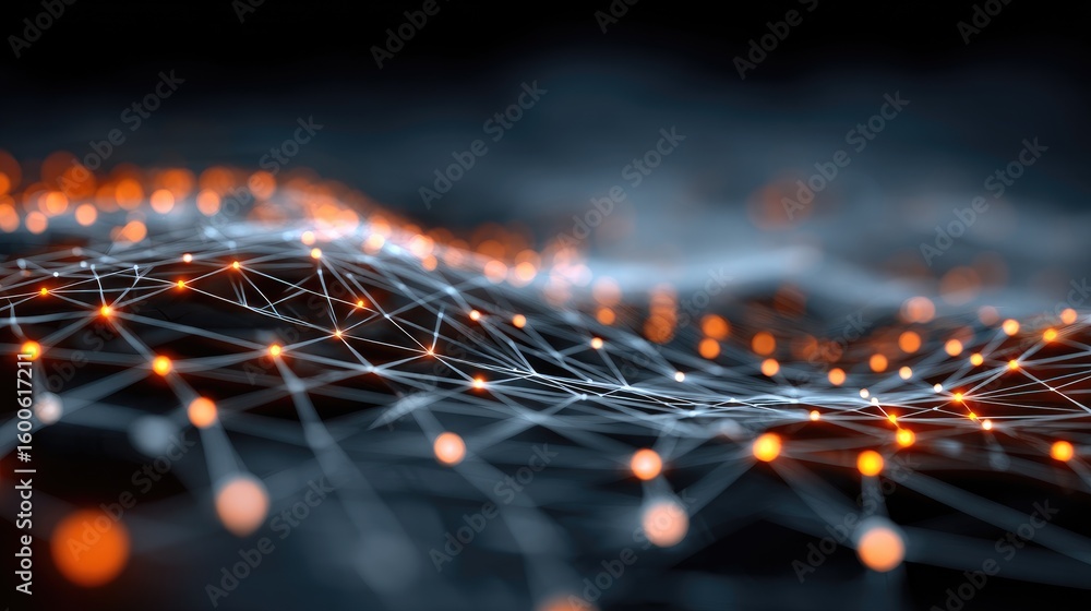 Poster visual of seo and affiliate network paths combined into a marketing mesh across glowing tech grid
