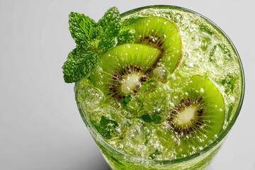 Fresh Kiwi and Soda Water Beverage