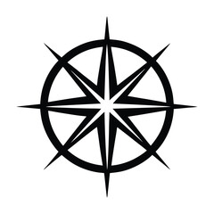 Stylized black compass rose nautical star symbol