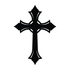 Ornate christian cross silhouette with gothic design elements