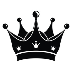 Stylized black crown icon with ornate details and small accents