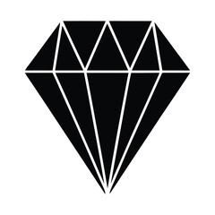 Simple black diamond shape with geometric facets on white background