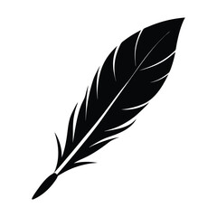 Simple black silhouette of a quill pen on a white background