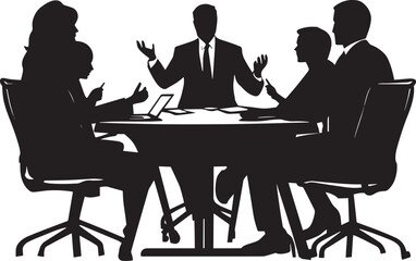 Fototapeta premium Group Collaboration Silhouette Professionals Engaged in Conversation