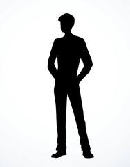 Vector drawing. Standing businessman sign
