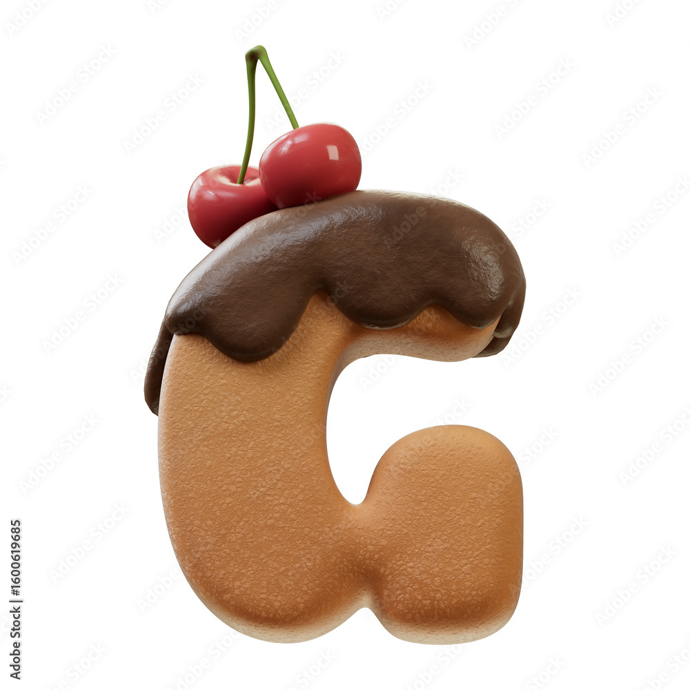 Fototapete 3d font.chocolate biscuit donut font concept. isometric alphabet. numbers and letters. 3d rendering 