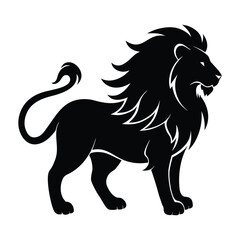 Majestic black lion silhouette standing proudly