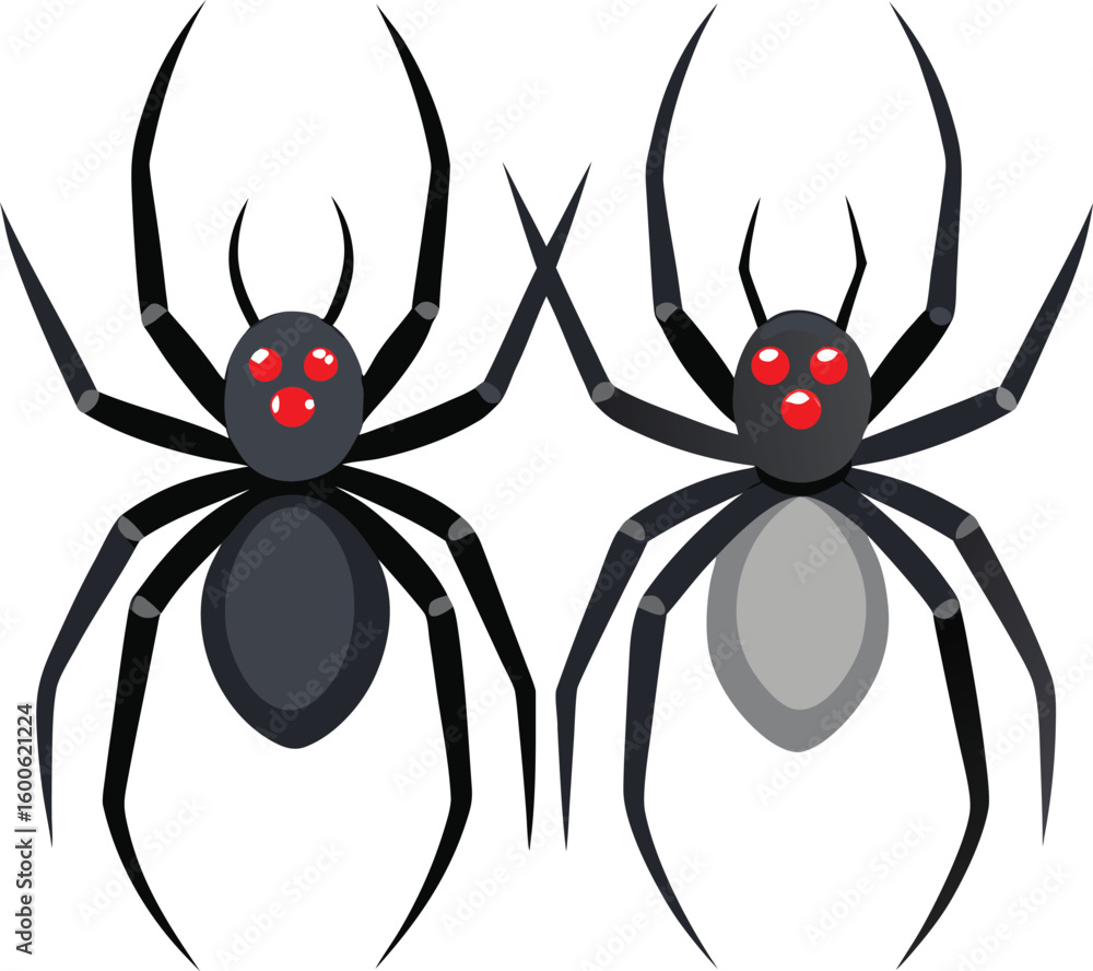 Poster two spiders crawling side by side on a transparent background isolated on transparent background