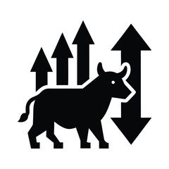 Bull market symbol with rising and falling arrows