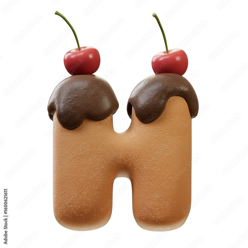 Poster 3d font.chocolate biscuit donut font concept. isometric alphabet. numbers and letters. 3d rendering 
