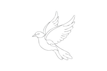 Fototapeta premium Elegant Dove Illustration Minimalist Line Art of a Flying Bird Symbolizing Peace and Freedom on White background