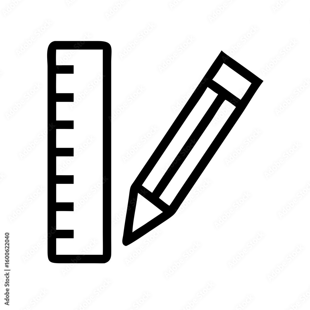 Aufkleber pencil and ruler for educational measurements or design precision. pencil and ruler are essential to