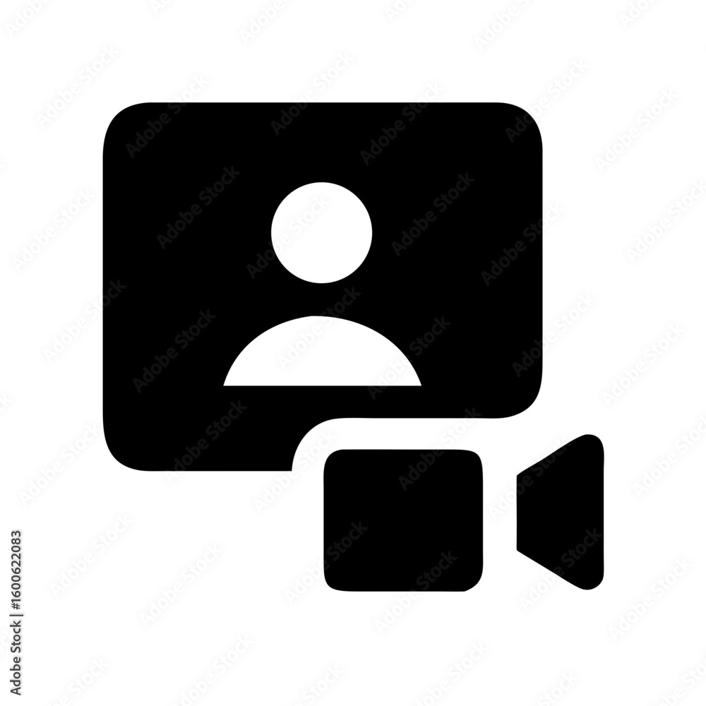 Poster video call icon depicting virtual communication through camera and screen. video call icon design em