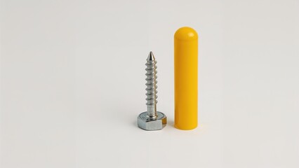 Fototapeta premium Isolated yellow dowel made of plastic with a metal screw