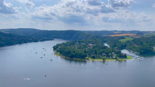 Slapy Peninsula in the water reservoir in Czech