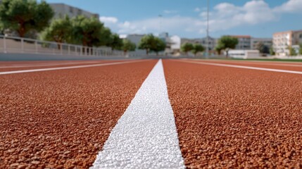 Obraz premium Abstract Texture of Running Track with Clear Blue Sky and Trees