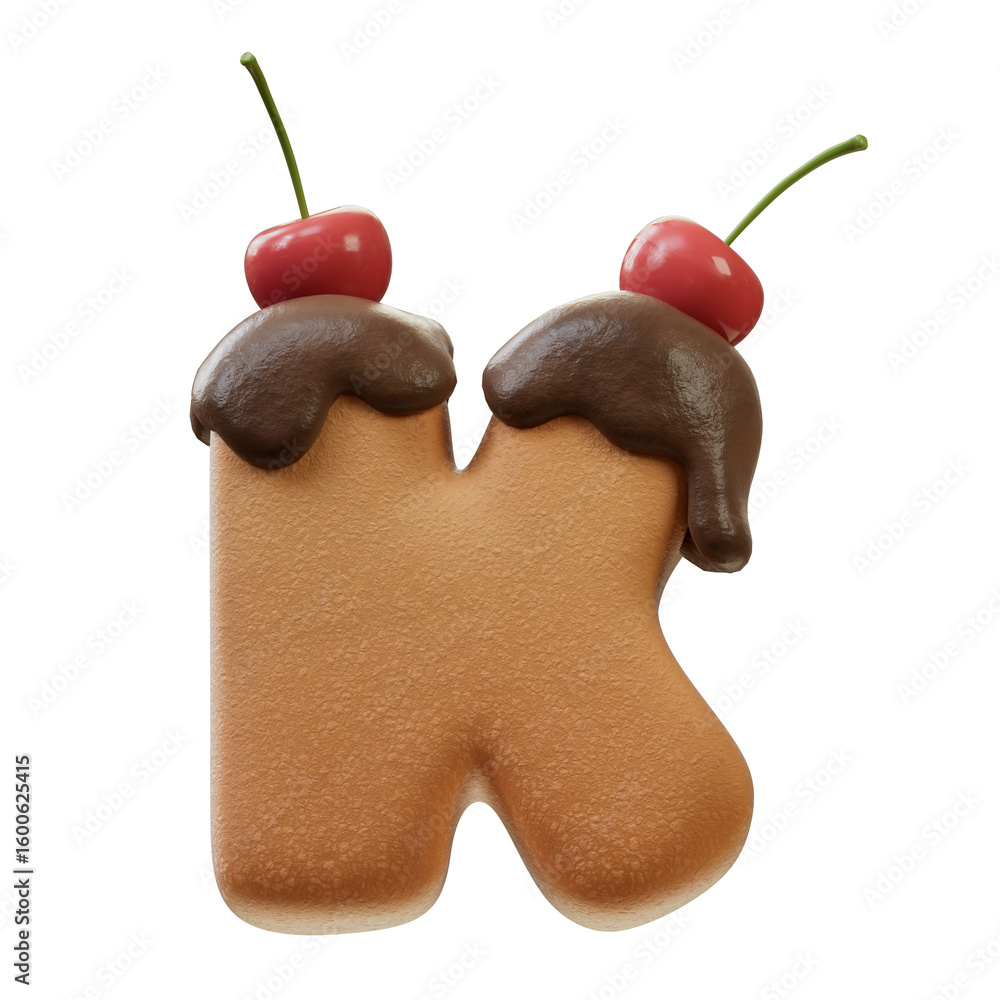 Fototapete 3d font.chocolate biscuit donut font concept. isometric alphabet. numbers and letters. 3d rendering 