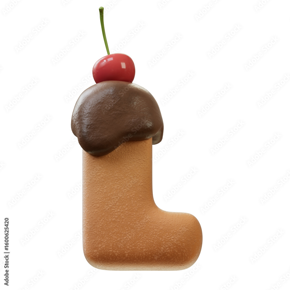 Fototapete 3d font.chocolate biscuit donut font concept. isometric alphabet. numbers and letters. 3d rendering 