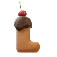 3D Font.Chocolate Biscuit Donut Font Concept. Isometric Alphabet. Numbers And Letters. 3d rendering isolated on white background