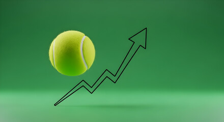 Tennis Ball and Upward Arrow: Symbolizing Growth, Success, and Improved Performance 