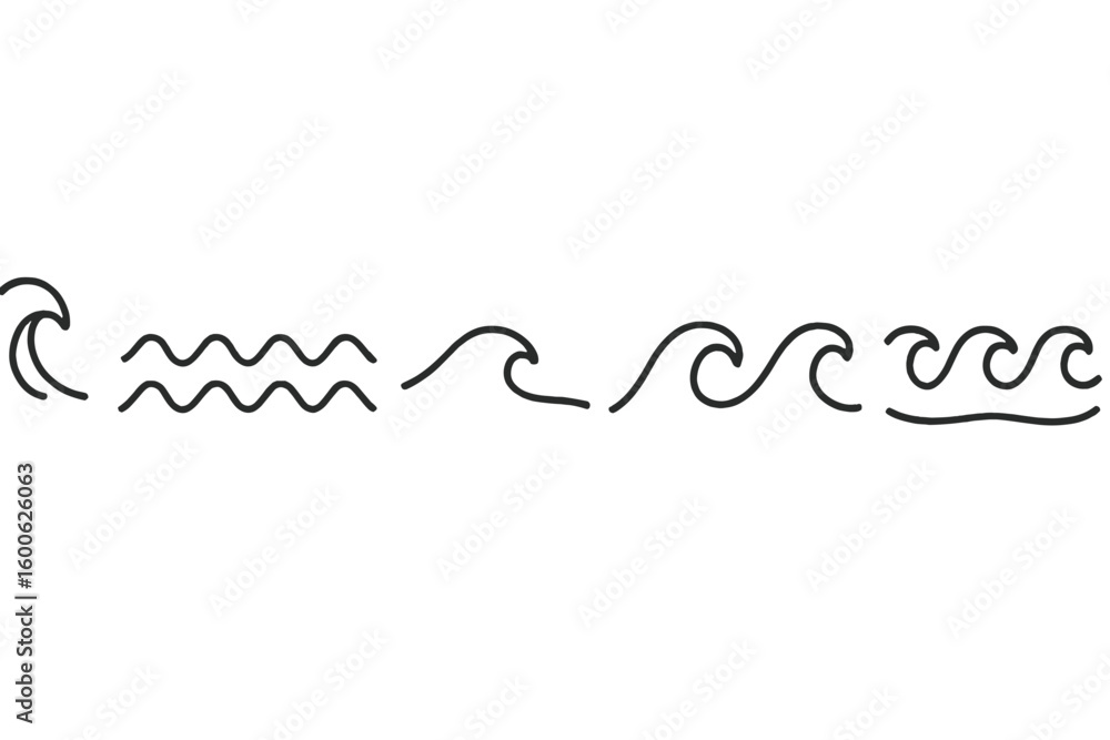 Poster creative wave patterns illustrating the rhythm of the ocean in a minimalist style for artistic expre