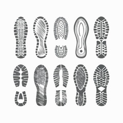 Set of Outdoor Shoe Sole Prints - Vector Illustration