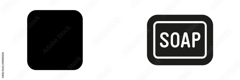 Poster simple black square and rectangular soap icon design on white background for minimalist graphic proj