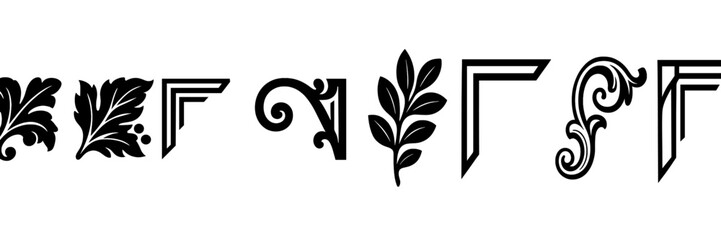 Decorative elements showcasing intricate leaf and floral designs for artistic projects