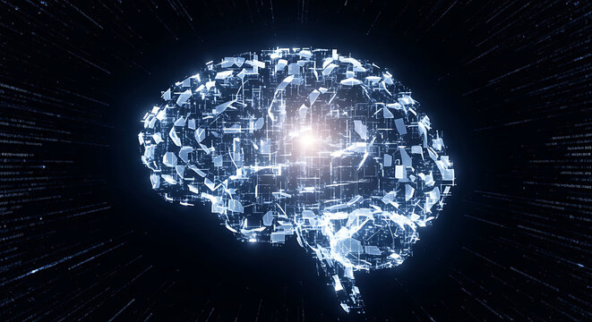 Abstract Digital Brain Illustrating Neural Network Connections and Artificial Intelligence Concepts