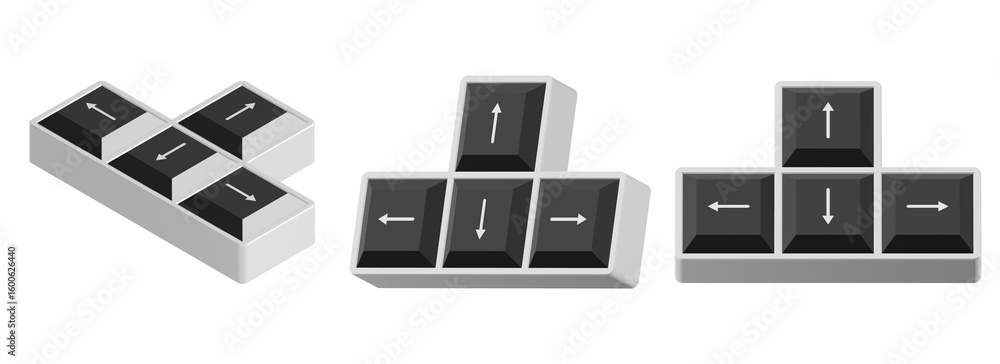 Fototapete 3d keyboard control keys with arrow keys isolated on transparent background
