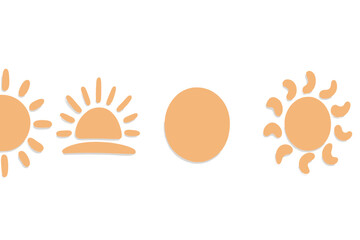 Creative display of handmade sun-shaped clay designs arranged in a row for decoration or teaching purposes