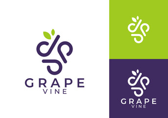 simple creative grape logo design vector	
