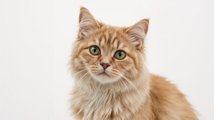 Obraz premium Close-up of a female cat with bright green eyes and light fur